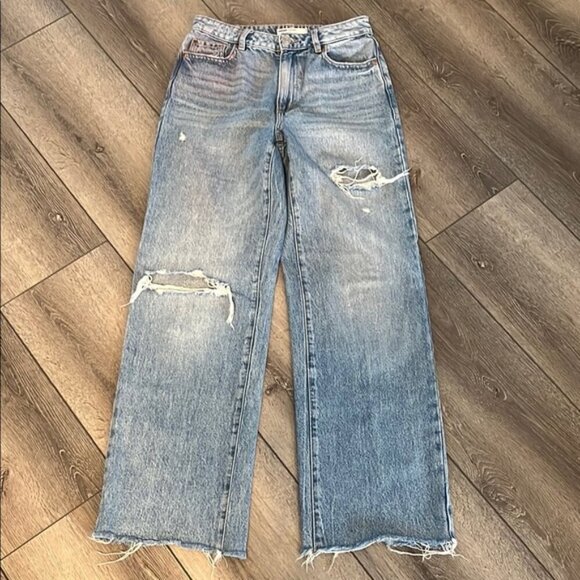 Garage wide leg Distressed Blue Jeans size 26 - Picture 2 of 5